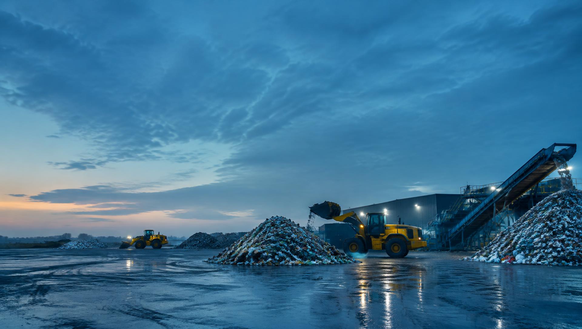Engins sur une plateforme de recyclage
